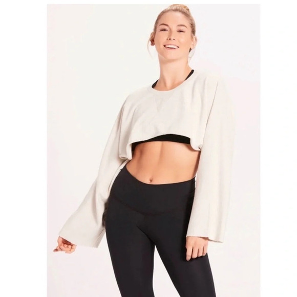 Niyama Sol Sweaters - Niyama Sol crop kimono sweatshirt in stone Size Medium Yoga Athleisure